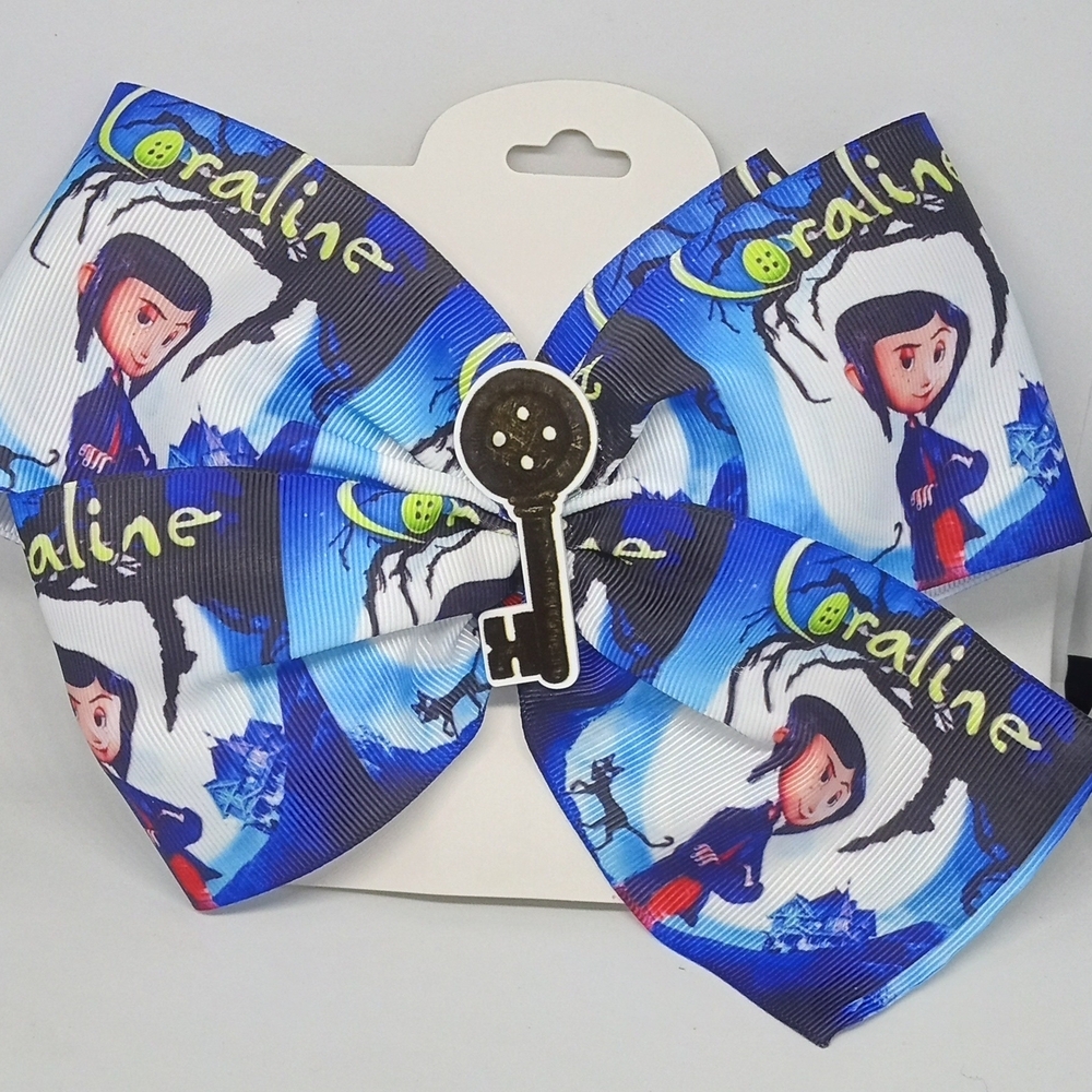 Hand Crafted Blue Coraline Hair Bow